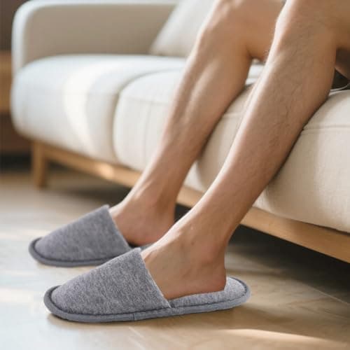 EQLEF Travel Slipper for Women and Men with Storage Bag, 1 Pair Outdoor Foldable Portable Non-Disposable Spa Slippers (Grey, UK Footwear Size System, Adult, Men, Numeric Range, Medium, 6, 9) — view 4