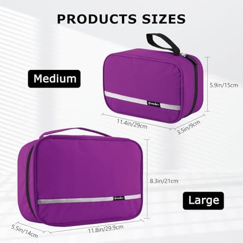 homchen Hanging Travel Toiletry Bag, Waterproof Folding Portable Cosmetic Wash Bag for Men and Women (Purple, M) — view 4
