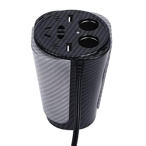 WPKD BLUEIY 150W Car Power Converter, Voice Controlled LED Colorful Atmosphere Light, USB Charging Converter, Aluminium Alloy Cup Shaped, 12V to 220V Output Voltage, 205-235V — view 3
