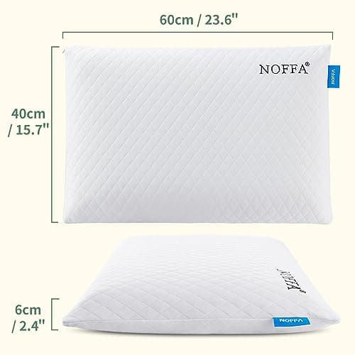 NOFFA Thin Pillow for Adults, 6cm Slim Memory Foam Pillow Flat for Sleeping, Low Profile for Kids/Stomach Sleeper, Standard with Washable Cover — view 4