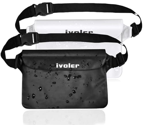 ivoler Waterproof Pouch Bag, 2 Pack Universal Waterproof Case Dry Bag for Beach, Swimming, Boating, Kayaking, Hiking, Protects iPhone Phone, Cash, Document from Water, Sand, Snow - Black+White