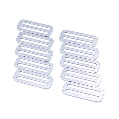Namvo 10Pcs Metal Tri-Glide Slides Buckles Kit 50mm, Tri-Glide Slides Square Ring Slide Adjusters Buckles Webbing Belts Buckle for Belt Bags DIY Accessories