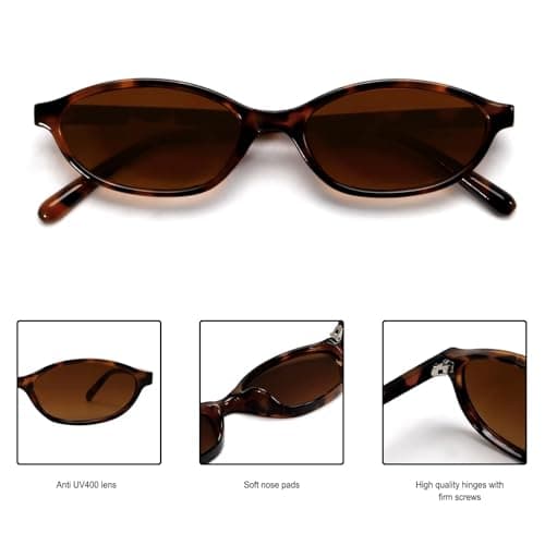 GUVIVI Retro Oval Sunglasses for Women 90s Cat Eye Shades UV400 protection — view 4