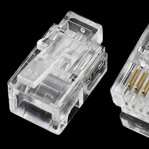 sourcing map 20 Pack Phone Modular Plug, Household RJ9 4P4C Telephone Cable End Phone Adapter Connector, Standard Jack for Telephone Handset Flat Stranded Cable Wire, Clear — view 4