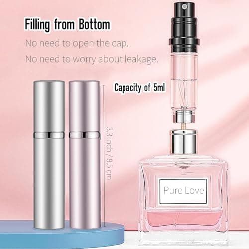 Vinuwu Refillable Perfume Atomiser 2 Pack 5ml (Silver+Pink) — view 2