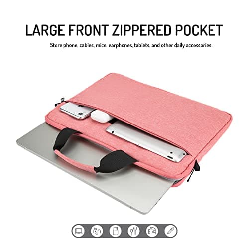 MicaYoung 14-15 Inch laptop Shoulder Messenger Bag Carrying Case Briefcase Slim Protective Computer Sleeve with Handle Strap Pocket for MacBook Acer ASUS HP Surface Dell Chromebook, Pink — view 2