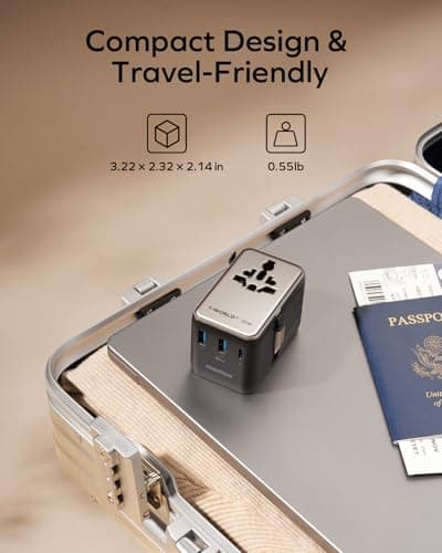 MOMAX Universal Travel Adapter with USB C Cable 70W GaN Travel Plug Adapter — view 5