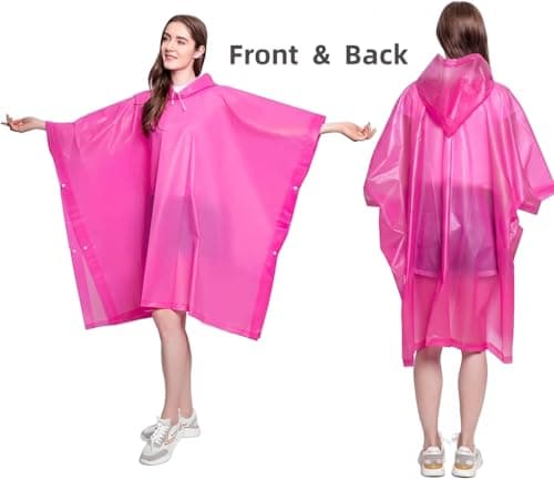 NAYEZH Rain Poncho for Adults, 2‑Pack Reusable Waterproof Cape with Hood — view 6