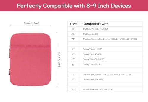 Dadanism 8-9 Inch Tablet Sleeve Padded Carrying Case, Watermelon Pink — view 2
