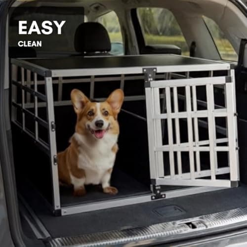 CADOCA® XL Aluminium Dog Crate for Car Boot Dog Travel Crate 89x70x51cm — view 6