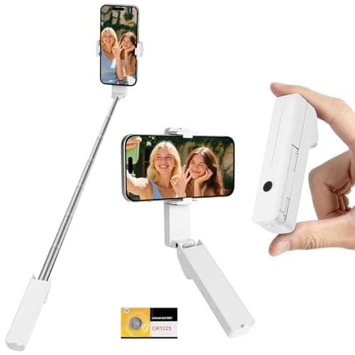 Adiwo Portable Pocket Selfie Stick, Extendable Mini Selfie Stick for 4-7" Phones, with Wireless Remote Control Button, Extends from 12-70cm, 109g Lightweight, for Live Streaming,Vlog,Content Creation