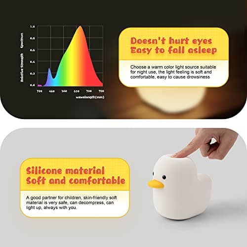 UNEEDE Duck Night Light for Kids, Cute Silicone Baby Lamp Touch Control — view 3