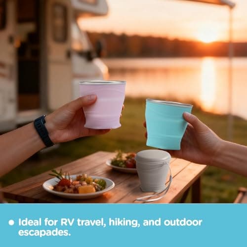 Bidponds 8.8oz/260ml Collapsible Silicone Cup with Lid,BPA-Free,304 Stainless Steel Rim,Portable Cup for Travel,Camping, Hiking,Outdoor Sports (Light Green) — view 4
