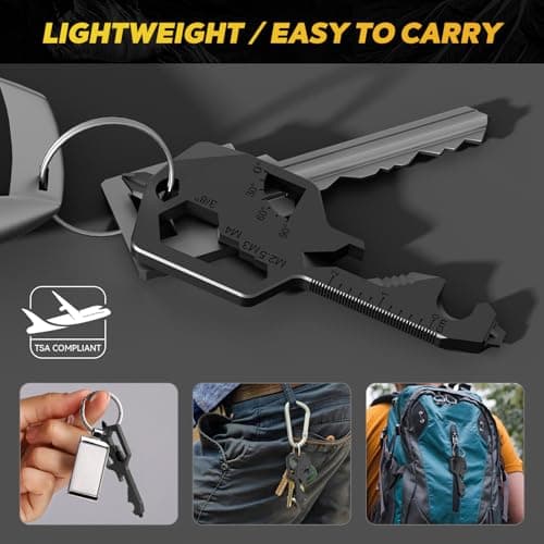 Key Shaped Pocket Multitool 20-in1 Multi Tool, Stainless Steel Keychain Utility Gadget,Gift for Men, Women, Father,Groomsmen, Valentine's, Birthday, Christmas — view 4
