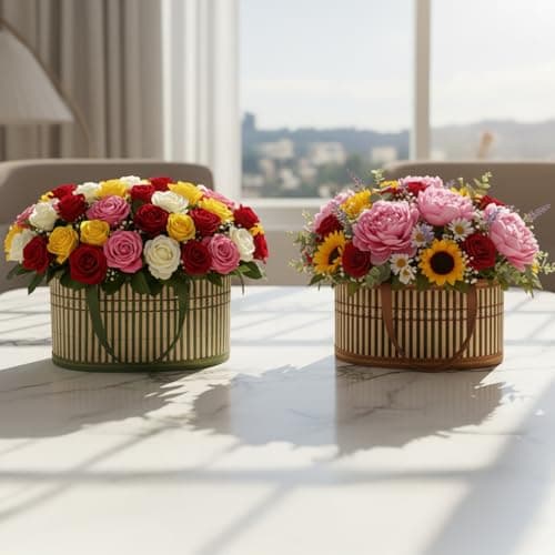 Gift Baskets Empty with Glass Bags, Hamper Box for Gifts, Woven Bamboo — view 5