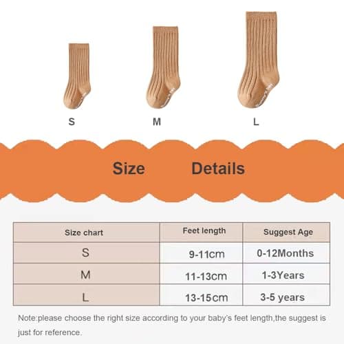 HXQLXGT Toddler Knee High Socks Non Slip Anti Skid Baby Boy Girls Seamless Long Stockings (UK, Age, 1 Year, 3 Years, 6 Pairs Multicolor) — view 2