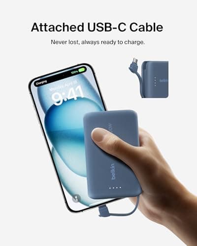 Belkin BoostCharge 10000mAh Power Bank with Integrated USB-C Cable - Blue — view 6