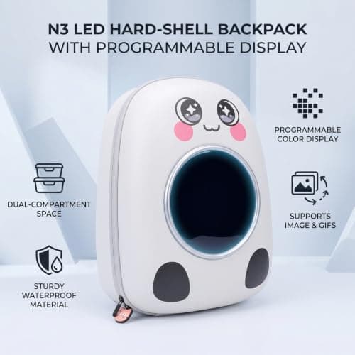 AMONIDA LED Backpack with Programmable Color Screen, Water Proof Hard Shell — view 6
