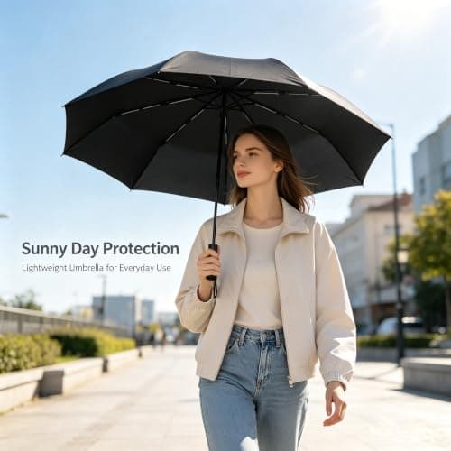 ACEIken Umbrella Reverse Close Folding Windproof for Travel,106cm Black — view 6