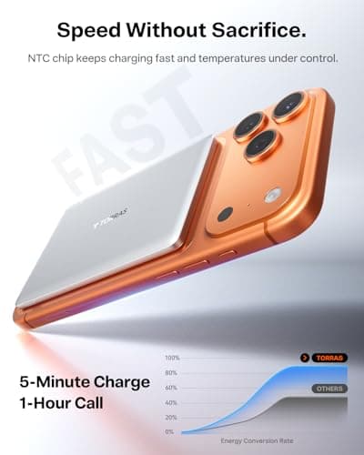 TORRAS MiniMag Slim Power Bank for MagSafe, 5000mAh Magnetic Battery Silver — view 2