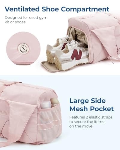 BAGSMART 25L Womens Gym Bag, Shoes Wet Compartment, Sports Duffle for Yoga — view 4