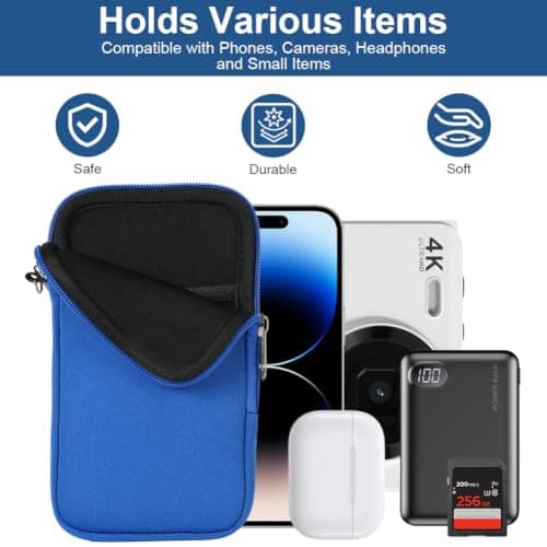 AOOSA Phone Sock, Universal Neoprene Shockproof Pouch Sleeve Case, Blue — view 5