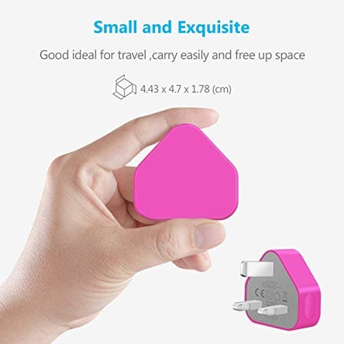 TheMax® USB 2.0 Data Sync Charging Cable 1 meter + 1000mAh USB Charger Plug Compatible with iiPhones 6/7/8/X/XS/XS Max/11/12/12 Pro Max/13/13 Mini/14/14 plus (1 Meter, Pink 2 in1) — view 5