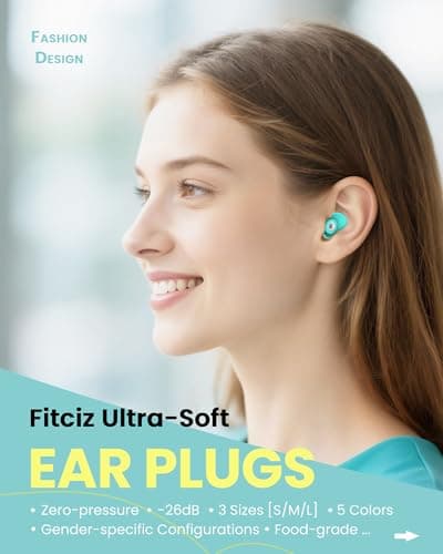 Fitciz Ear Plugs for Sleep & Noise, Zero-Pressure, Size L+M, Light Blue — view 2