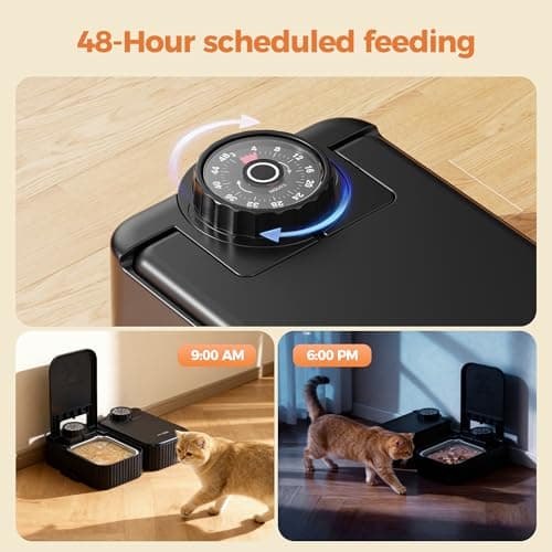 Stainless Steel Cat Food Dispenser: Automatic Cat Feeder with 48-hour Timer - Pet Food Dispenser Wireless - 2 Meal Dog Feeder - Meals up to 350g Each - Refrigerate and Keep Fresh — view 4