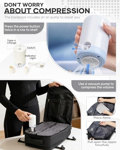 SZSYCN Vacuum Backpack Travel Bag With Pump Ryanair Cabin Size Bag 40x30x20 — view 4