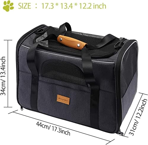 Morpilot Cat Carrier - Airline Approved, Top Opening Portable Dog Bag with Breathable Mesh/Removable Mat, Adjustable Shoulder Strap & Bowl, Foldable Travel Cage, M, Graphite Gray (Max 7kg) — view 6