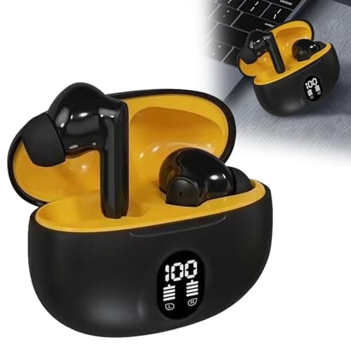Wireless Earbuds Bluetooth 5.4 Ear Buds with Power Display Charging Case Stereo Deep Headphones with 48H for Laptop Android/iOS Fanttik Screwdriver (Yellow, One Size) — view 2