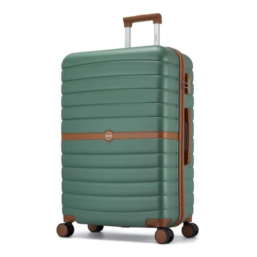 Kono Large Hard Shell Suitcase, Lightweight ABS+PC Checked Luggage, Green