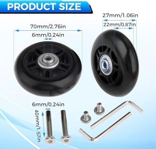 Mtsooning 2Pcs Suitcase Wheels Replacement,70x22mm Luggage Wheels — view 2