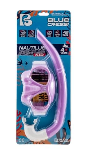 CRESSI since 1946 - Nautilus Combo Kid - Breezy Mask Separate Polycarbonate Lenses + Mini Vibe Snorkel TPR Tube Silicone Mouthpiece Ideal Snorkeling and Surface - Jelly Bubble - One Size - Kid — view 3