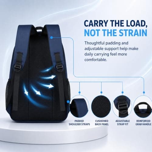 D&S London Laptop Backpack for Men & Women - Waterproof Travel Rucksack for Work, School & Business - 15.6-17 inch Laptop Bag, Large 30L Capacity, Anti-Theft Flight Approved Cabin Bag (Blue) — view 4