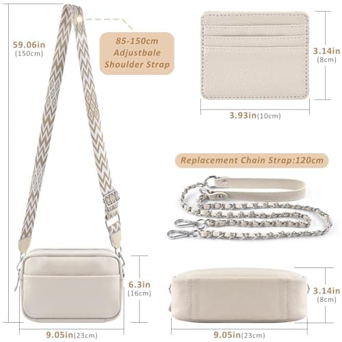BROTOU Crossbody Bag for Women, Leather Handbag & Shoulder Bag with Adjustable Wide Strap, Chain Strap & 3-Slot Card Holder, Camera Cross Body Bag for Lady Girl Shopping Daily Use — view 3