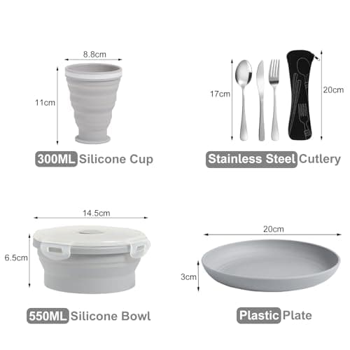 Portable Camping Plate Bowl Cup Cutlery Set for 1 for for Travel & Outdoor. — view 6