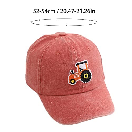 Toddler Boys Baseball Cap 𝐂artoon Excavator Tractors Cute Giraffe 𝗨𝗩 Adjustable Kids Sun 𝗣rotection Cap Mesh Breathable Wide Brim Sport Beach Outdoor Holiday Travel (C-Red, One Size) — view 5