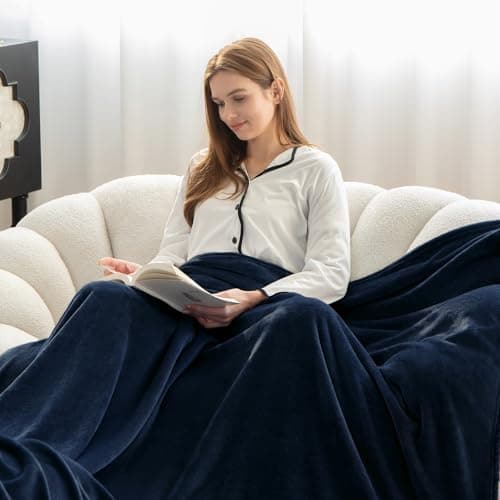 WAVVE Fleece Blanket Sofa Throw Navy Blue 4ft x 5ft - Fluffy Soft Warm Versatile Blanket for Sofa/Couch/Bed Throw/Single Size, 130x150 cm — view 6