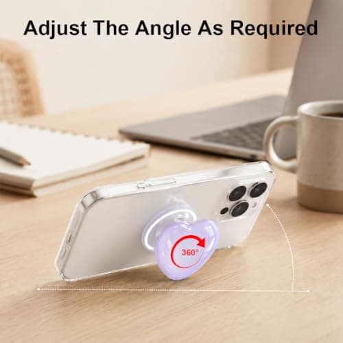 Magnetic Phone Grip, Purple Heart Pop Socket with Metal Ring Detachable Expandable Kickstand Ring Holder for Magsafe Adjustable Hand Holder Compatible with iPhone Smartphones E-readers — view 5