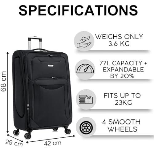 FLYMAX 24" Medium Super Lightweight 4 Wheel Suitcase Luggage Expandable with Wheels — view 2