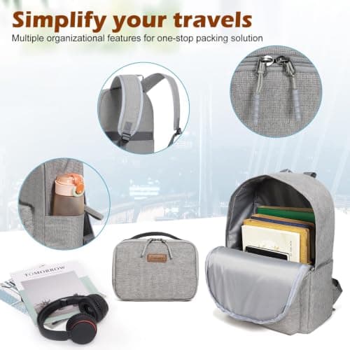 Aklsvion 20 Inch Suitcase Set PC Hard Shell Luggage Hand Luggage Travel Trolley Case Cabin Bag Sets 3 Piece Luggage Sets with Travel Backpack and Toiletry Bag for Short Travel (Grey) — view 5
