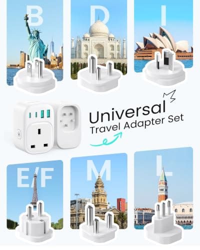 LENCENT Worldwide Travel Adapter Set Type B,E,F,D,I,L,M Universal Adapter — view 2