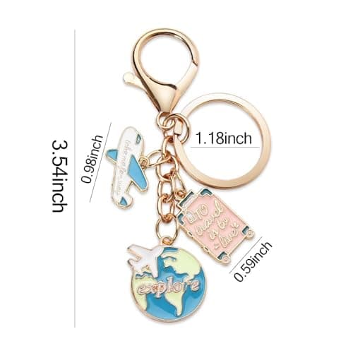BENBER Enamel Safe Trip Keychain for Travel Accessories for Women Men Cute Graduation Gifts Adventure Keychain for Keys Purse Handbag,Travel Gift for Women Adventurers Birthday Graduation — view 2