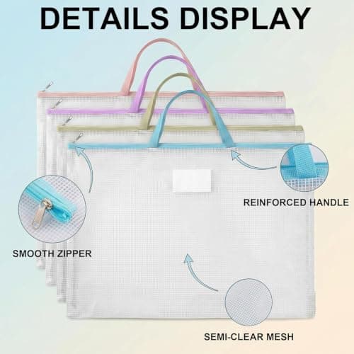 Fockety 4pcs A2 Size Mesh Art Portfolio Bag (4 Pack) — view 6