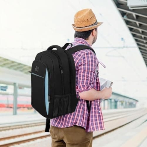 MATEIN Travel Laptop Backpack, Work Bag Lightweight Laptop Bag, Black Blue — view 5