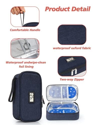 Leng Ke Breastmilk Cooler Bag - Breast Milk Cooler Travel Bag with Temperature Display, Insulated Breastmilk Cooler Bag for Travel, Breastmilk Storage Bag for Daycare Travel Nursing Mom (Dark Blue) — view 5