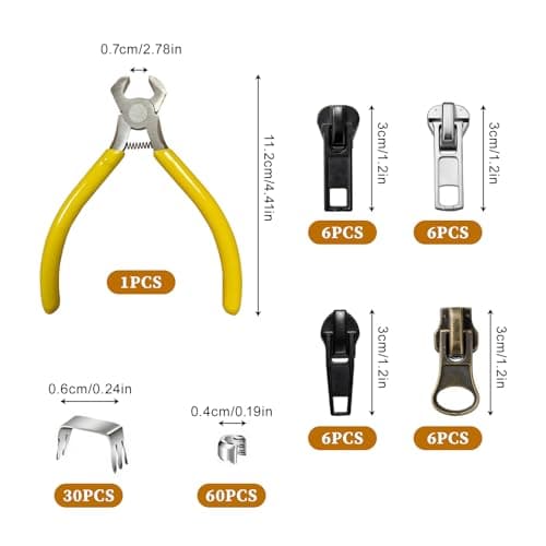 115Pcs Zipper Repair Kit, Universal Zip Pulls Replacement Parts — view 2