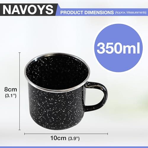 Navoys 2 Enamel Camping Mug - Black, Heat Resistant, Ideal Accessory for Camping, Picnic, Hiking, Fishing (2 Mugs) — view 2